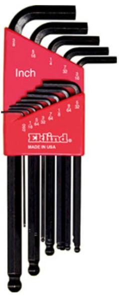 13 PC BALL HEX KEY SET (.050 - 3/8) - L-Handle Hex Ball Key Sets