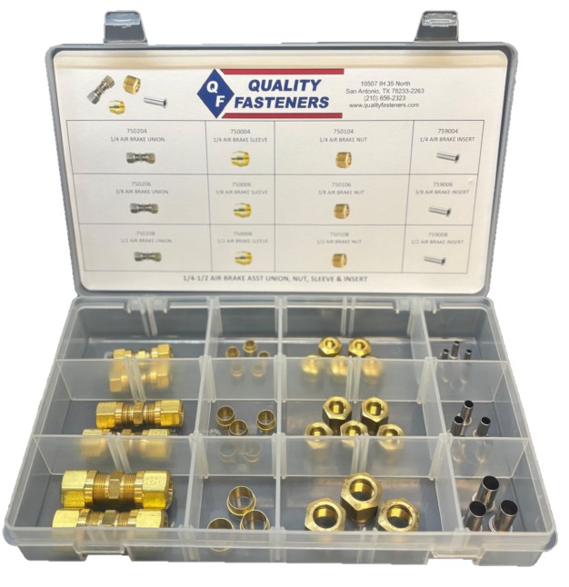 AIR BRAKE (DOT) COMPRESSION ASSORTMENT (1/4-1/2 UNION, NUT, SLEEVE & INSERTS) - Air Brake (DOT) Fitting Assortments