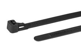 8" CABLE TIE BLACK, RELEASABLE - Nylon Releaseable Cable Ties