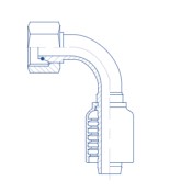 1/2 X 24 HOSE / 24M-1.5 FEMALE SWIVEL DIN HEAVY 90EL - 90 Degree