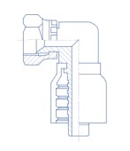 3/8 X 3/8 HOSE / FEMALE JIC SWIVEL 90EL SHORT - 90 Degree
