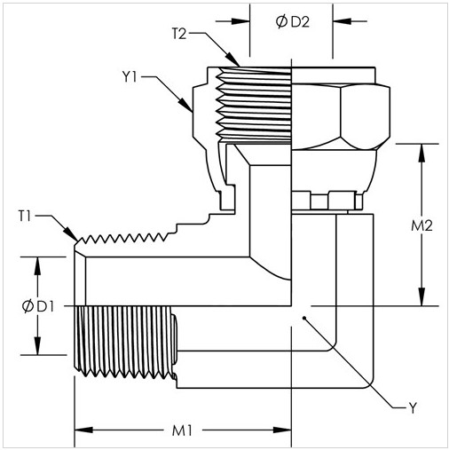 3/8 MP X 3/8 FJ 90DEG - NPT / JIC