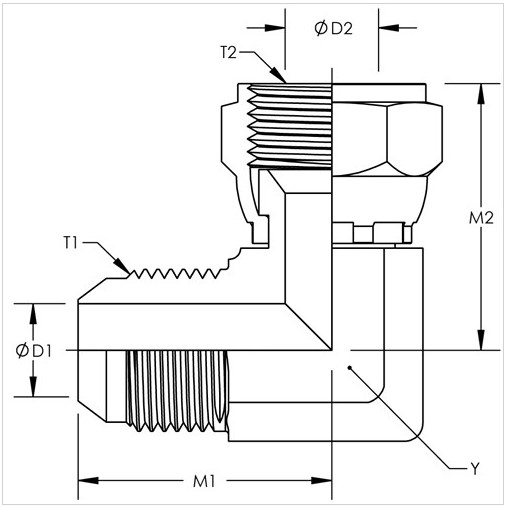 1/2 MJ X 5/8 FJ 90DEG - JIC / JIC