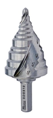 1/8"-1/2" X 1/4" SHANK (BY 16THS) STEP DRILL BIT HSS - Self Starting Step Drill Bits