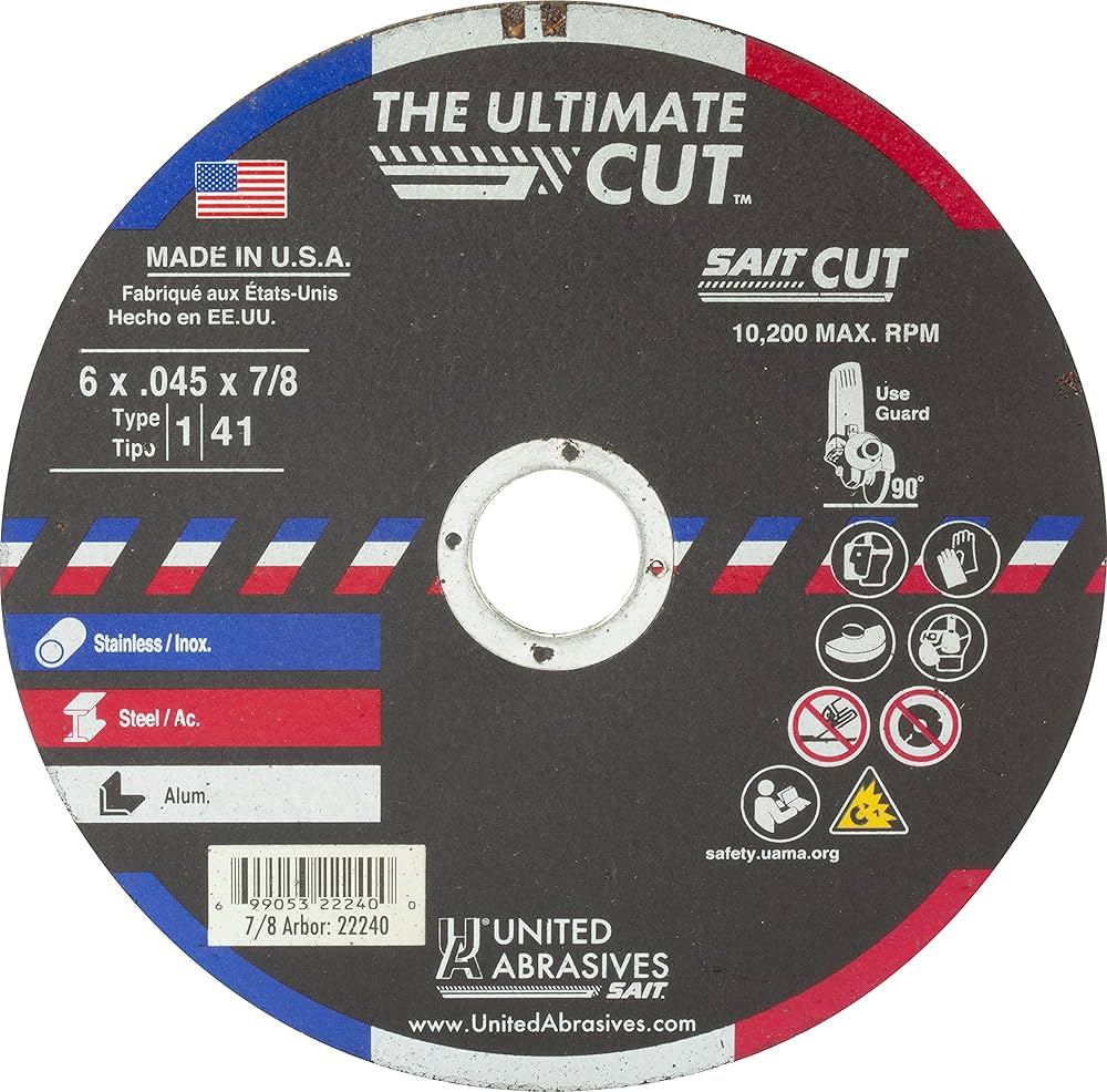 6 X .045 X 7/8 CUT OFF WHEEL TYPE 1 CERAMIC (METAL/SS/ALUM) - 0.045" Cutting Wheels