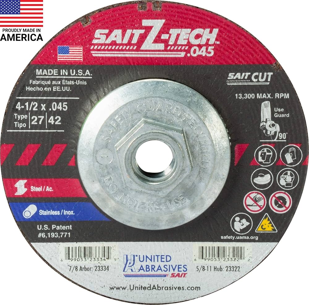 4 1/2 X .045 X 5/8-11 CUT OFF WHEEL TYPE 27 ZIRCONIUM (METAL/SS) - 0.045" Cutting Wheels